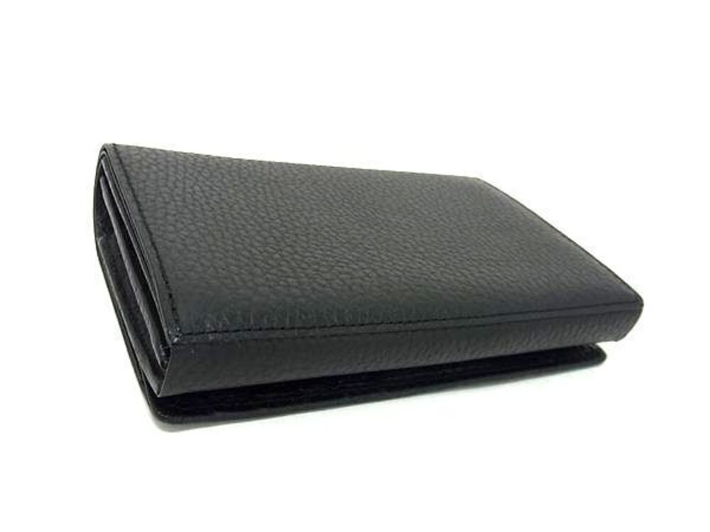 Burberry Billfold Card Black Holder Leather Bi fold Wallet Black